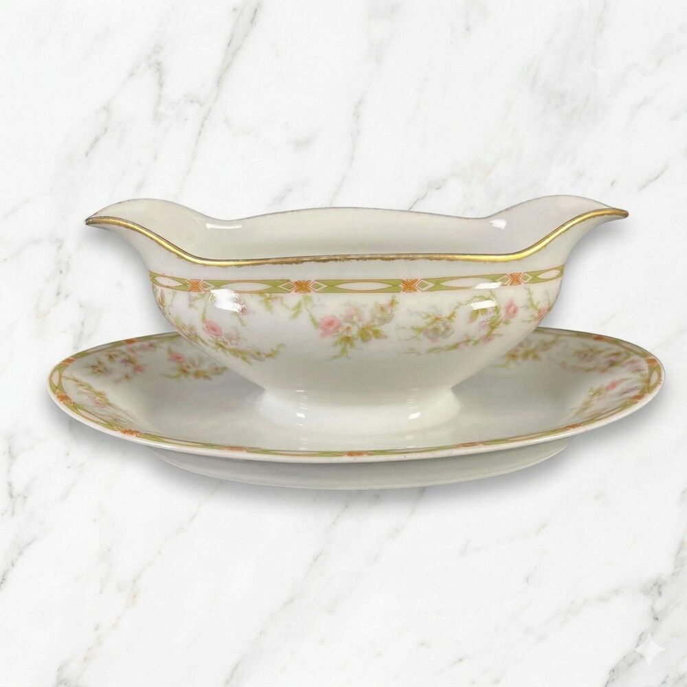 Antique 1903 Theodore Haviland Limoges France Gravy Boat Schleiger 346